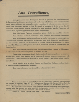 Appel aux travailleurs