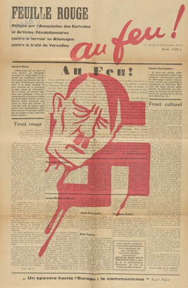 Couverture de la Feuille Rouge avec une croix gammée rouge et la figure d'Hitler