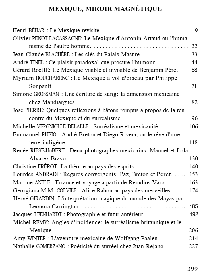 Sommaire de la revue Mélusine numéro 19