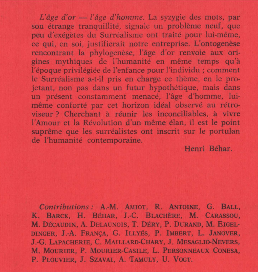Quatrième de couverture de la revue Mélusine numéro 7