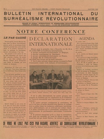 première page du Bulletin international du surréalisme